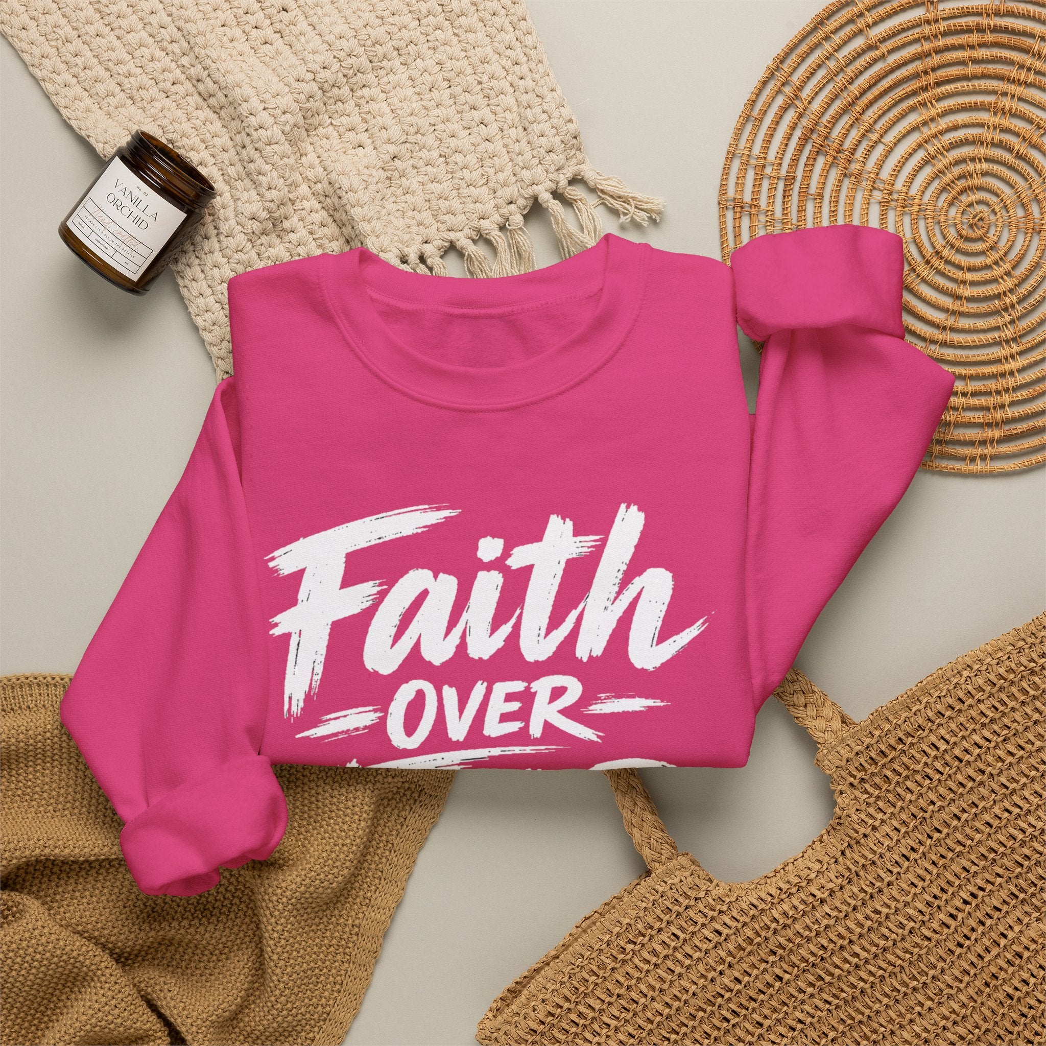 Faith Over Fear Sweatshirt | Inspirational Christian Typography Crewneck | Unisex sweatshirt