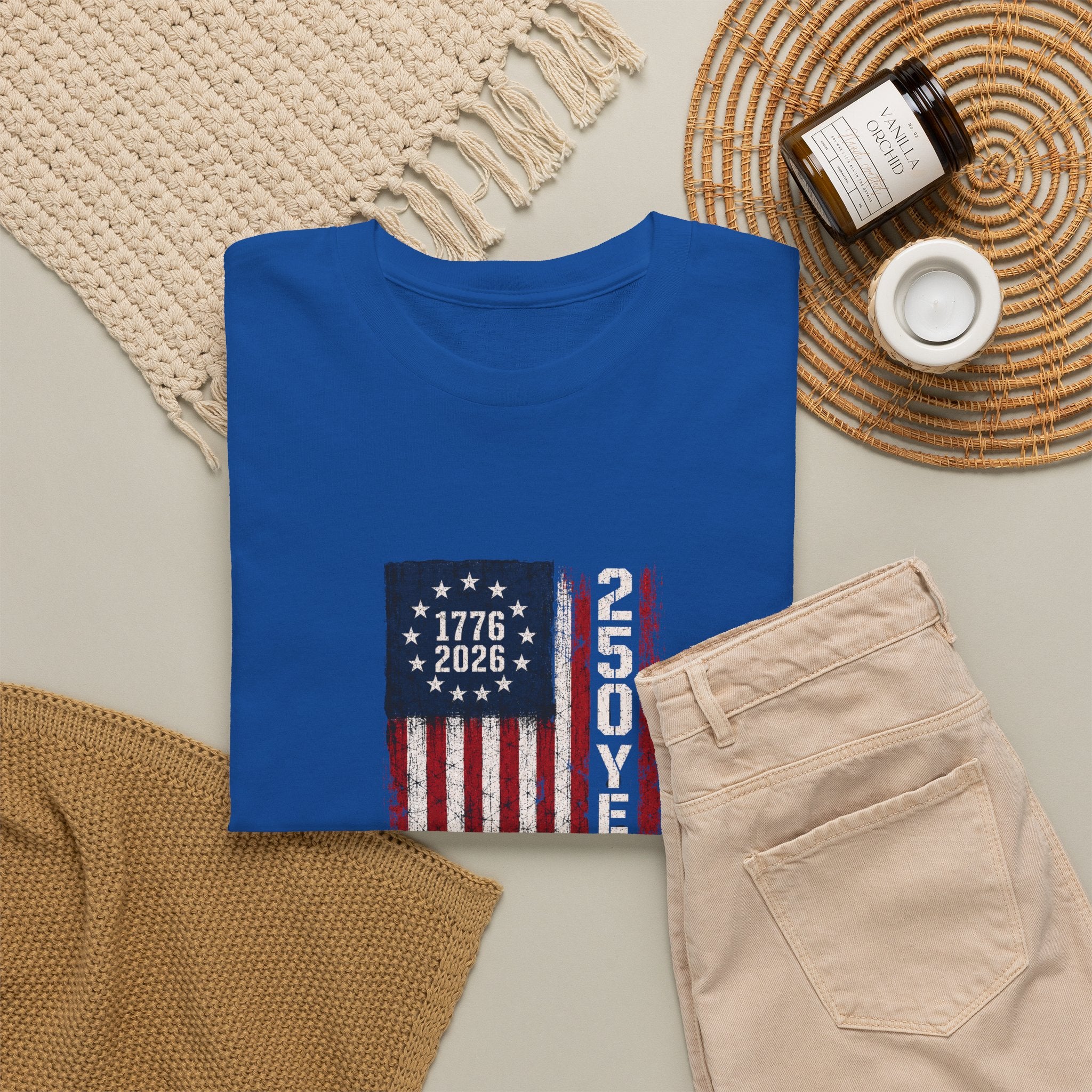 1776–2026 250 Years Flag T-Shirt — American Bicentennial Anniversary Tee