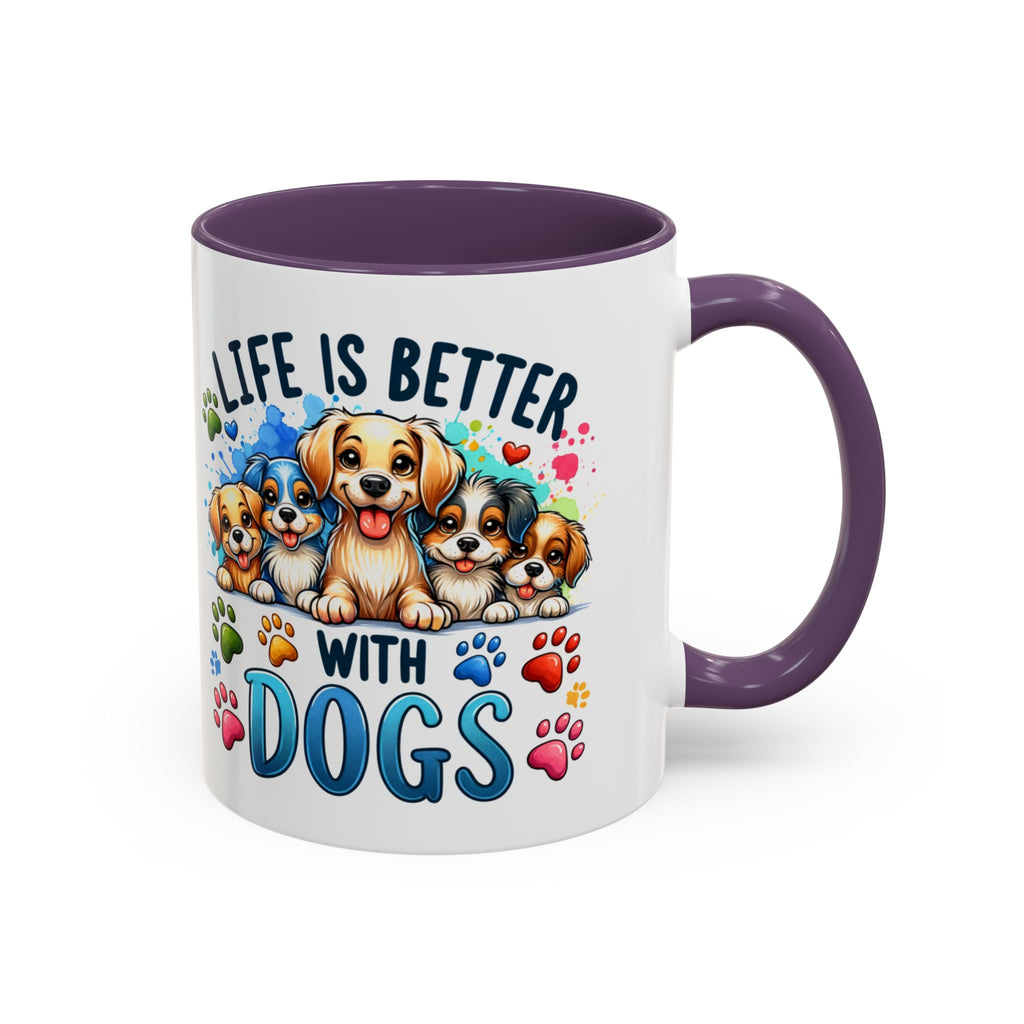 "Life Is Better With Dogs" Accent Dog Lover Mug (11 oz)