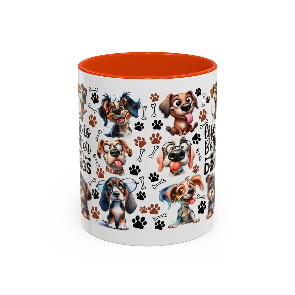 Dog Lover - "Life is Better with Dogs" Colourful Paw Print Ceramic Mug 11oz