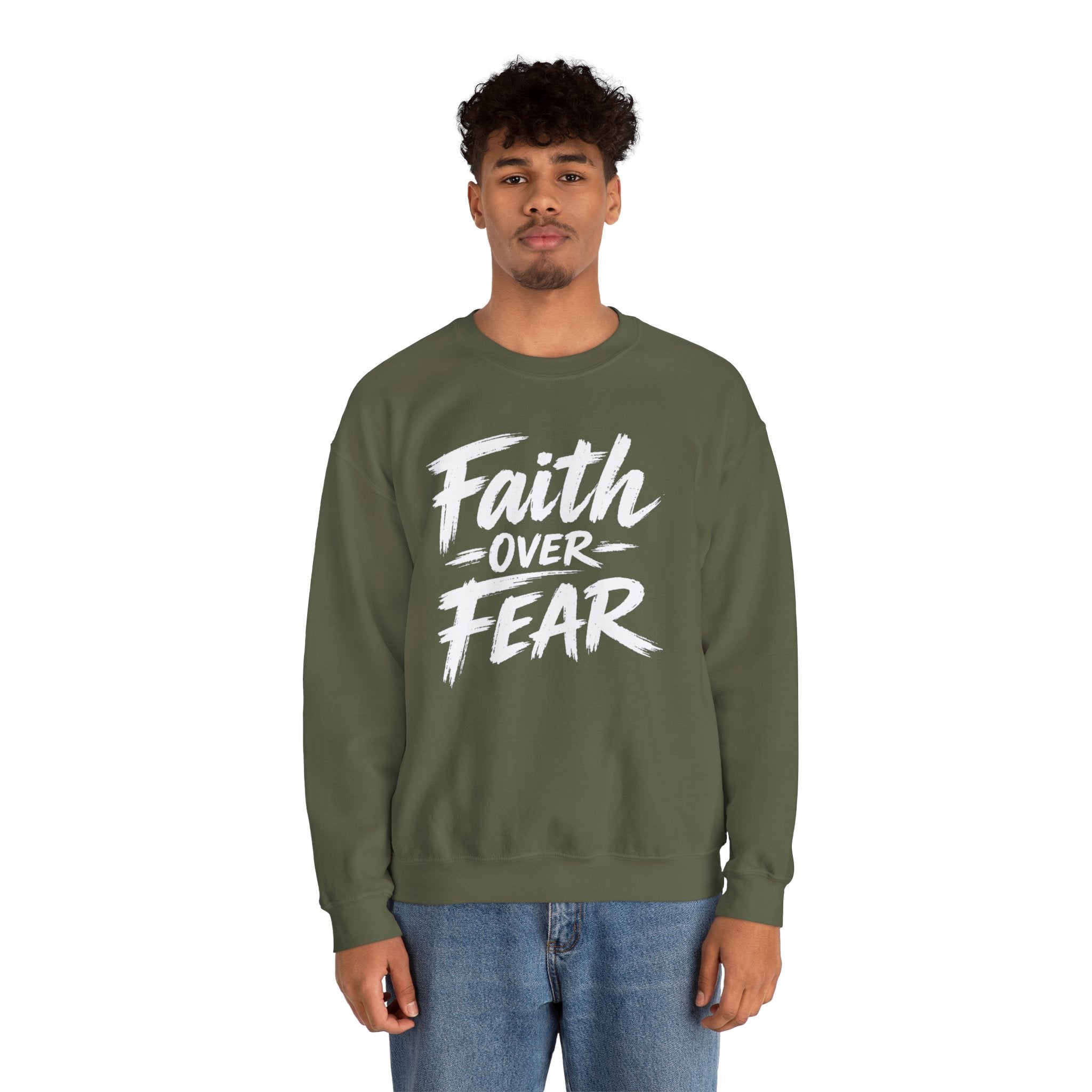 Faith Over Fear Sweatshirt | Inspirational Christian Typography Crewneck | Unisex sweatshirt