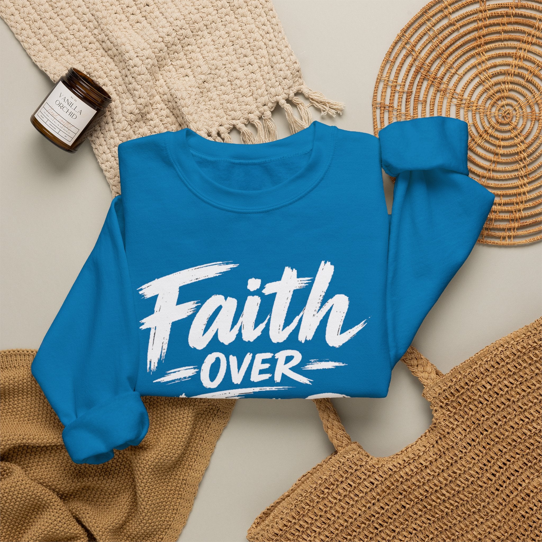 Faith Over Fear Sweatshirt | Inspirational Christian Typography Crewneck | Unisex sweatshirt