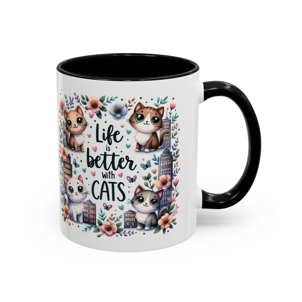 Life Is Better With Cats Accent Coffee Mug 11oz