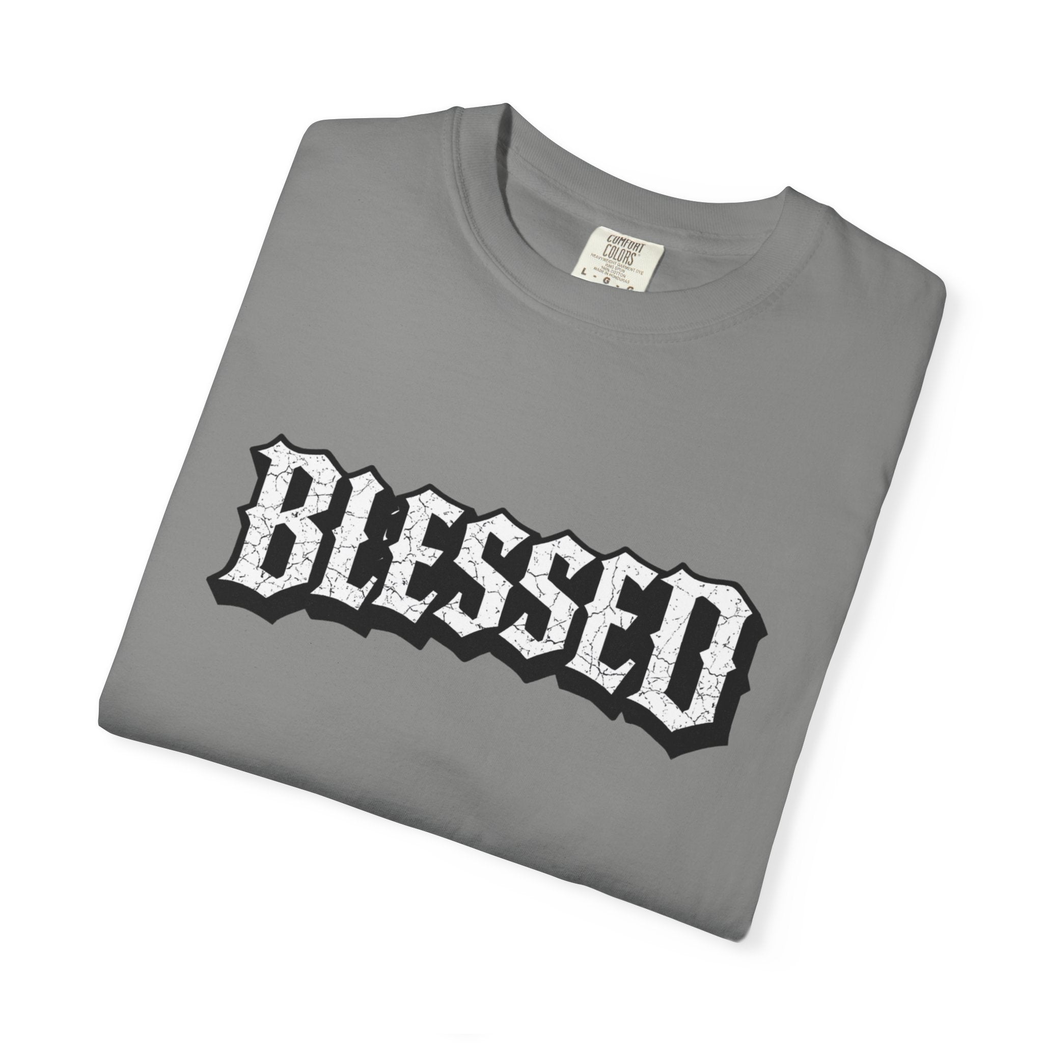 Blessed Script T-shirt | Garment-Dyed Casual Tee | Unisex T-shirt