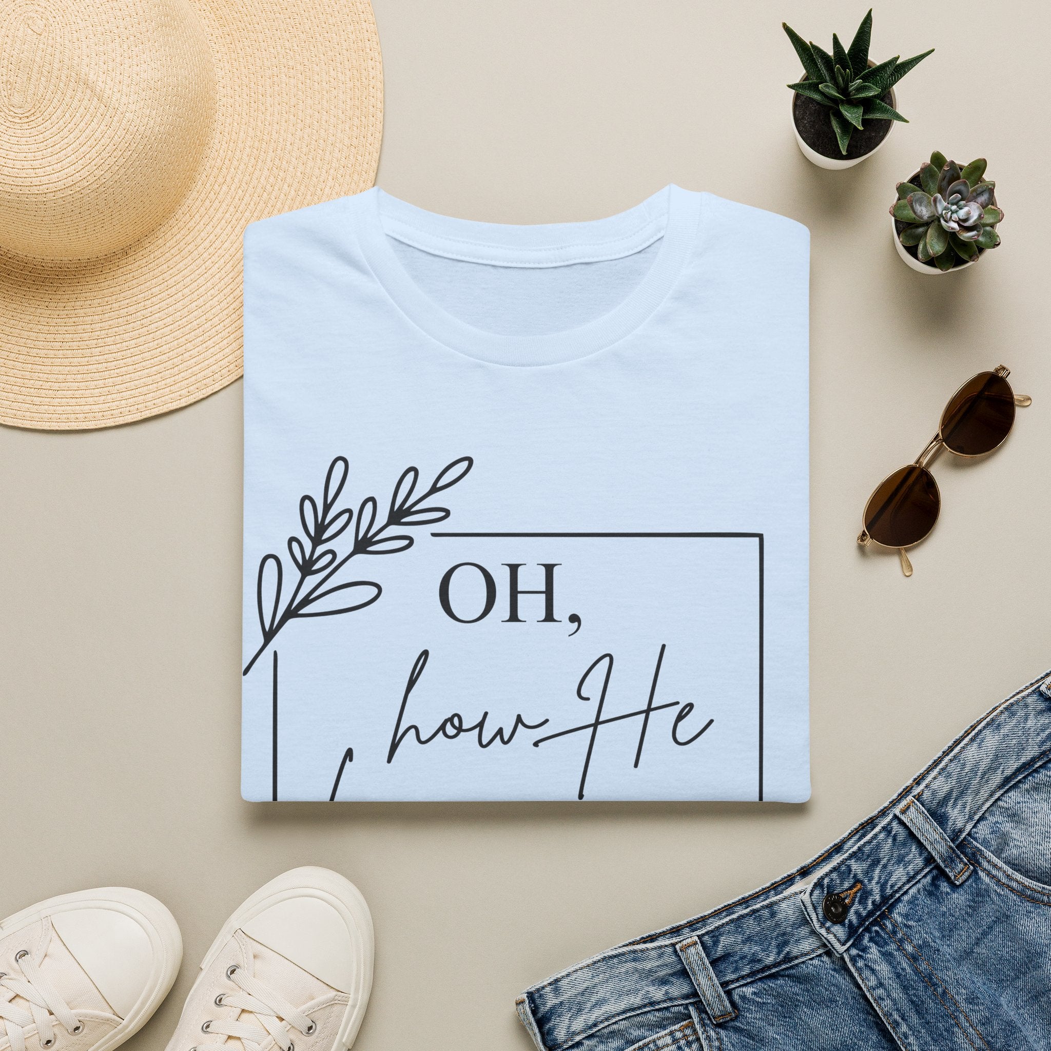 Oh How He Loves Us 1 John 4:10 T-Shirt | Christian Scripture Tee