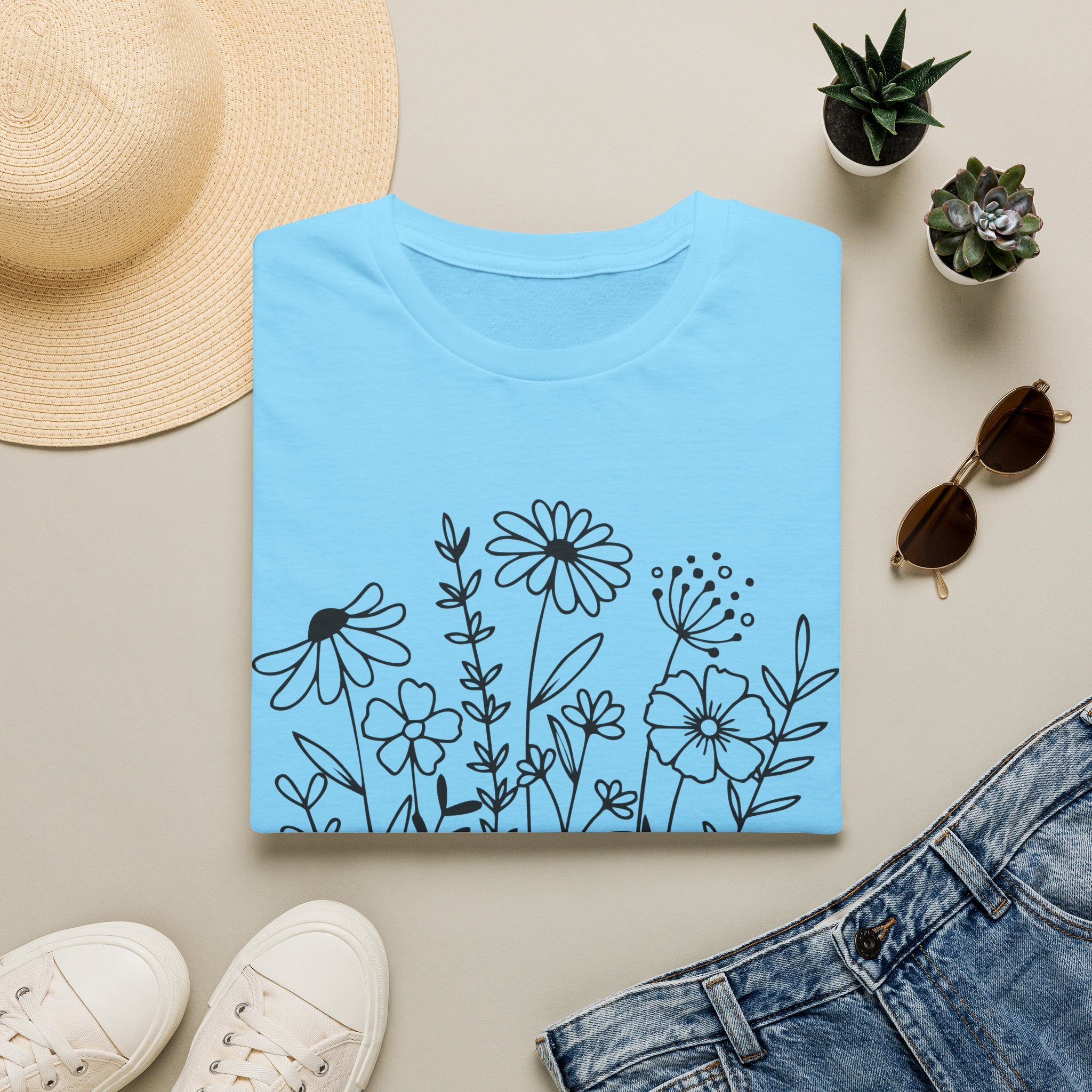 'Growing in Grace' Hand-Drawn Wildflower Tee