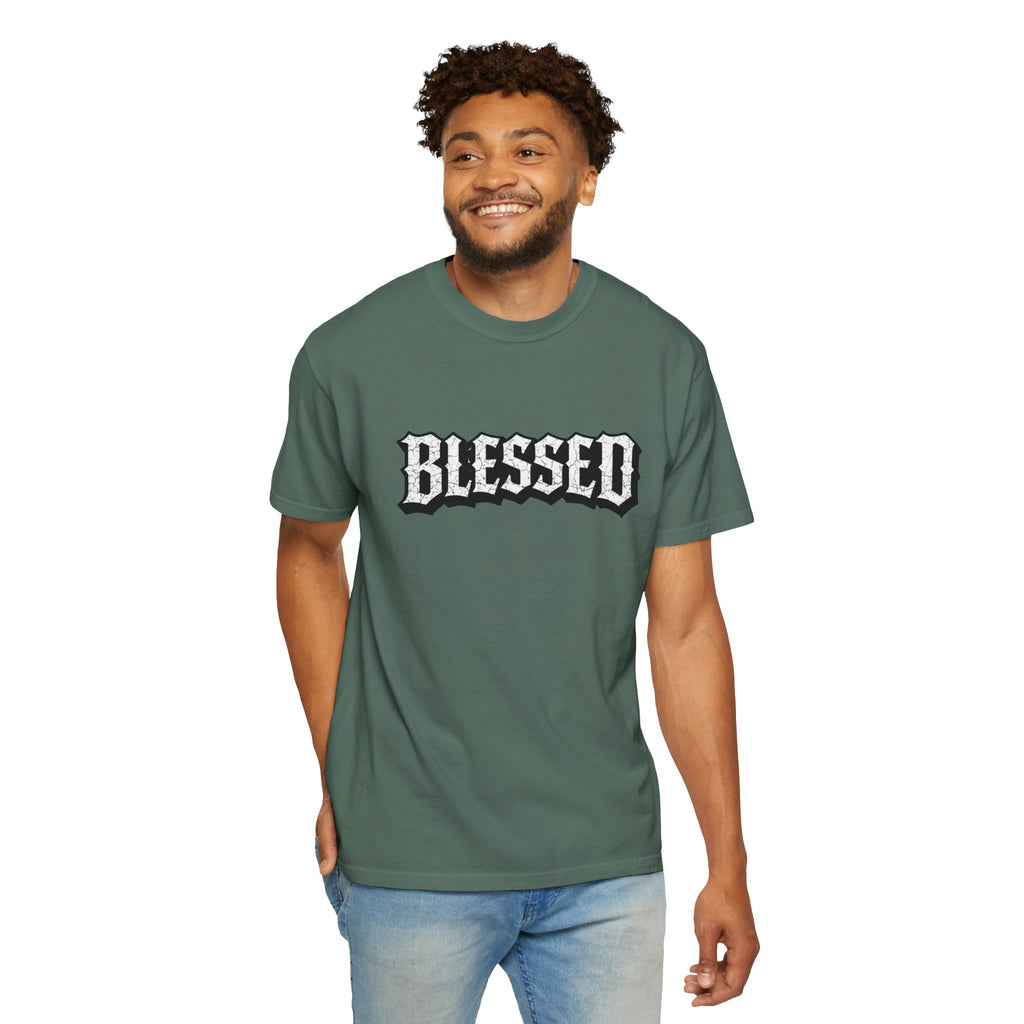 Blessed Script T-shirt | Garment-Dyed Casual Tee | Unisex T-shirt