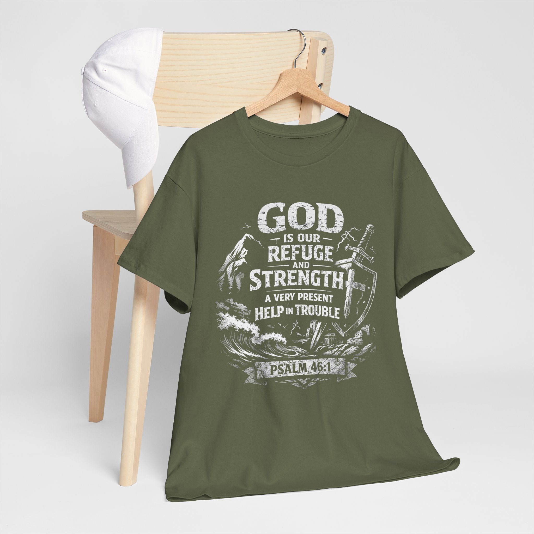 Psalm 46:1 Christian Tee | God Is Our Refuge and Strength Shirt