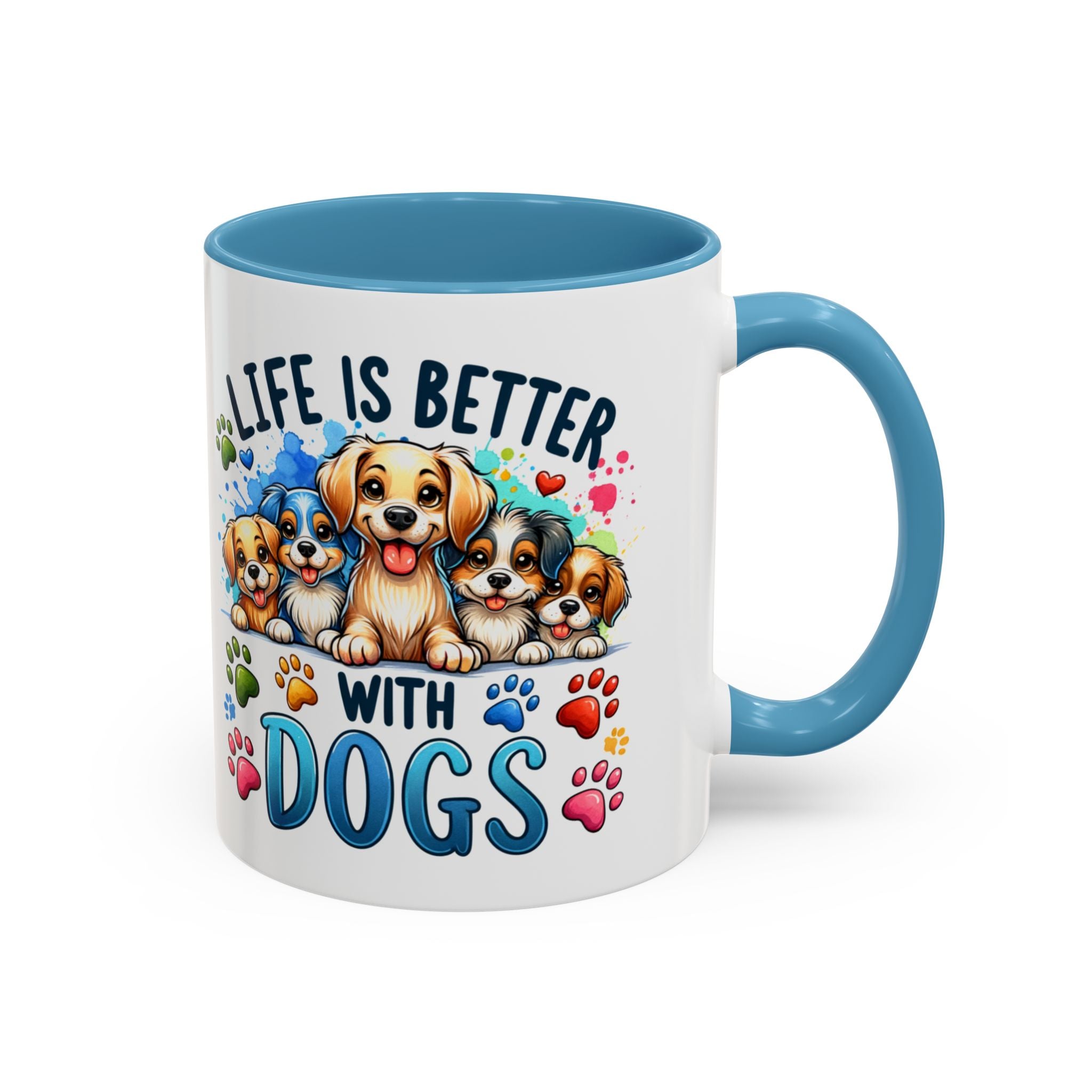 "Life Is Better With Dogs" Accent Dog Lover Mug (11 oz)