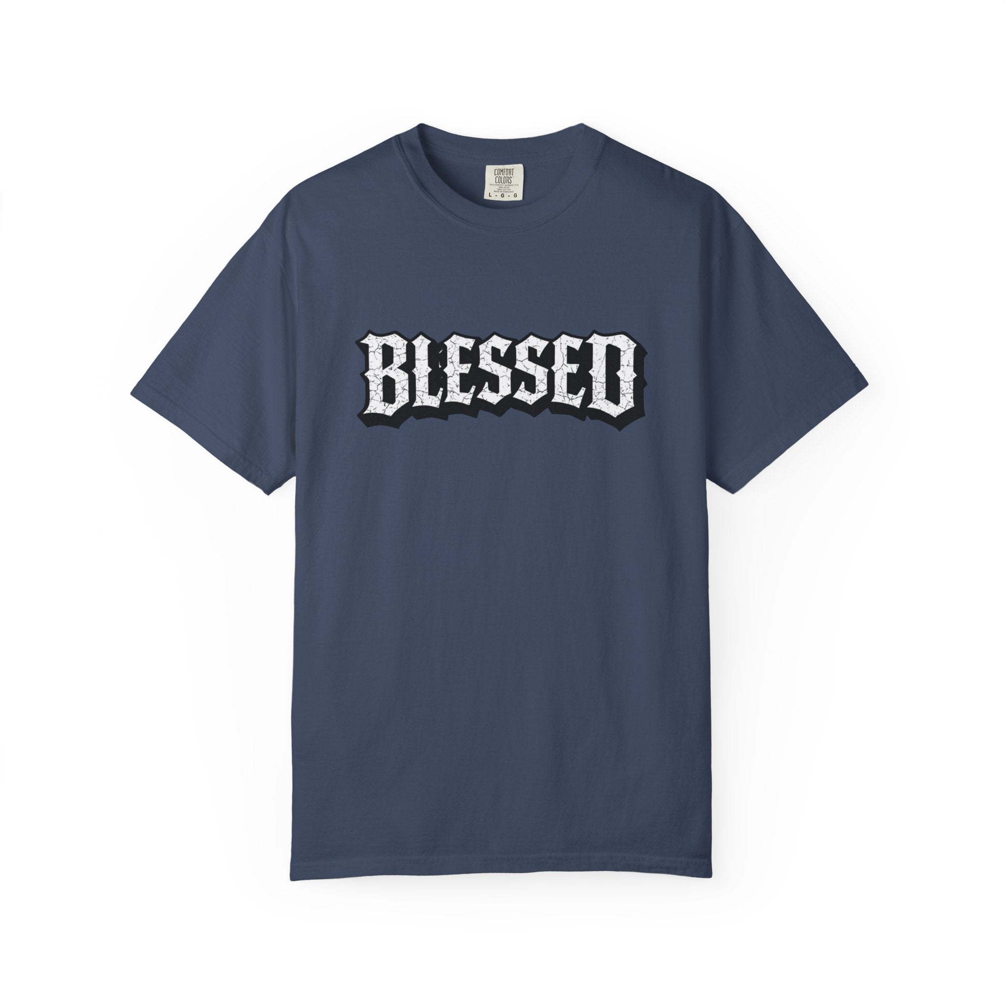Blessed Script T-shirt | Garment-Dyed Casual Tee | Unisex T-shirt