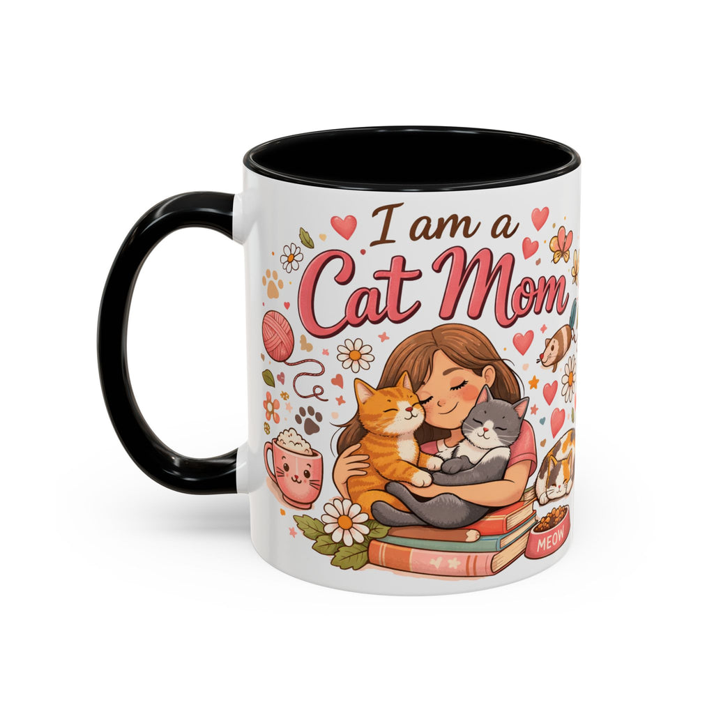I Am a Cat Mom Accent Mug | Cute Cat Lover Coffee Cup