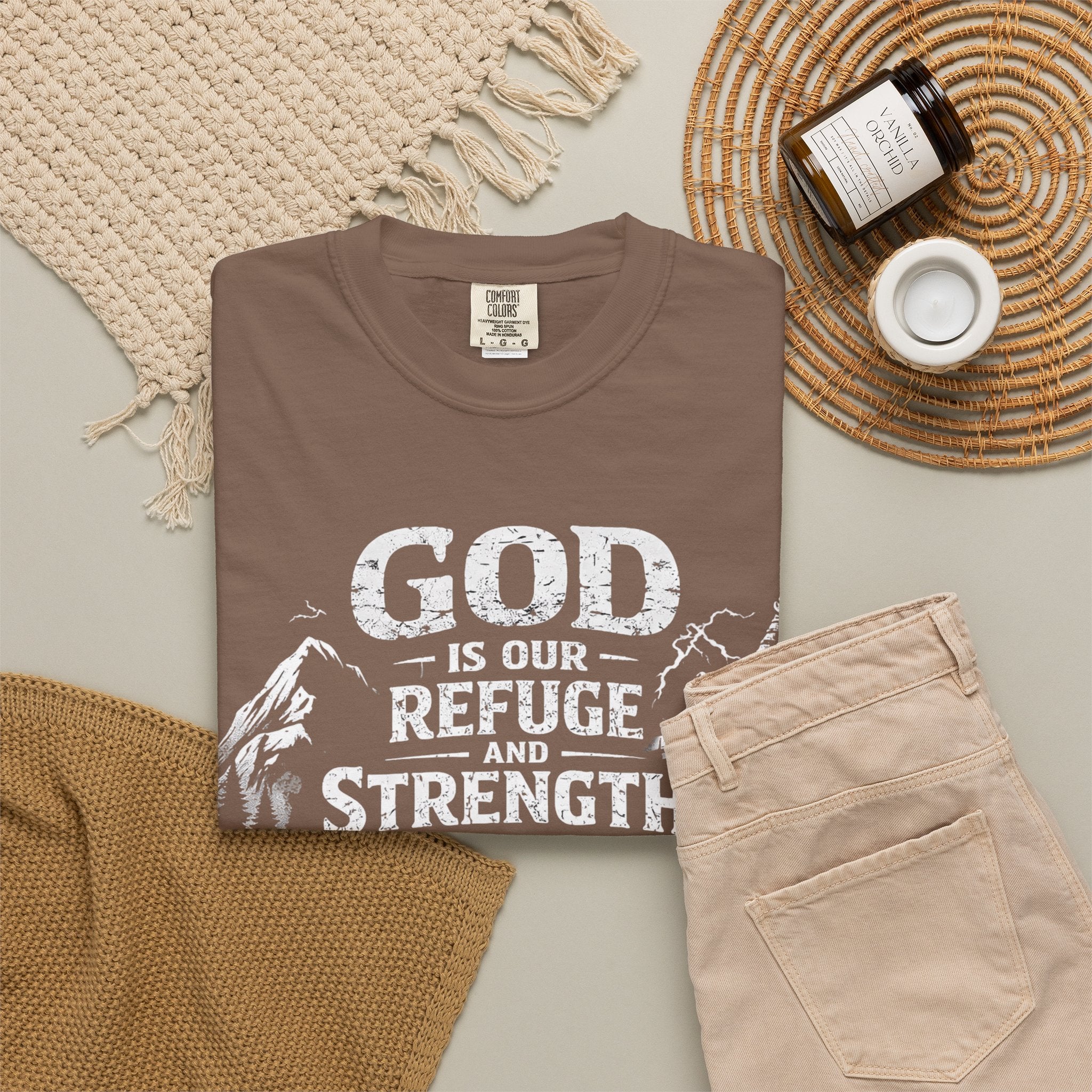 Christian T-Shirt Psalm 46:1 | God Is Our Refuge Shirt | Faith-Based Tee | Comfort Colors 1717 | Christian Gift | Unisex Tee | Women | Men