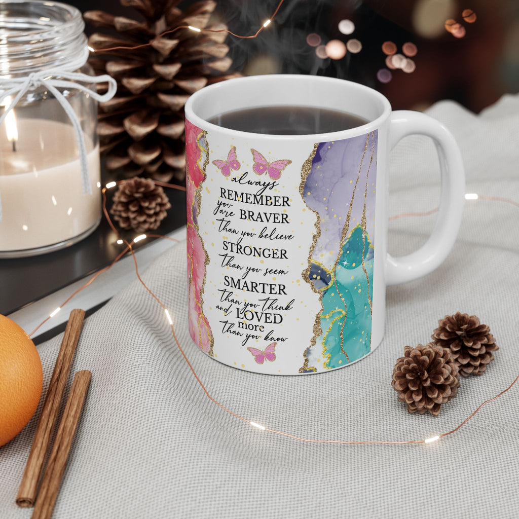 Inspirational Gold-Accented Abstract Art Ceramic Mug (11oz )
