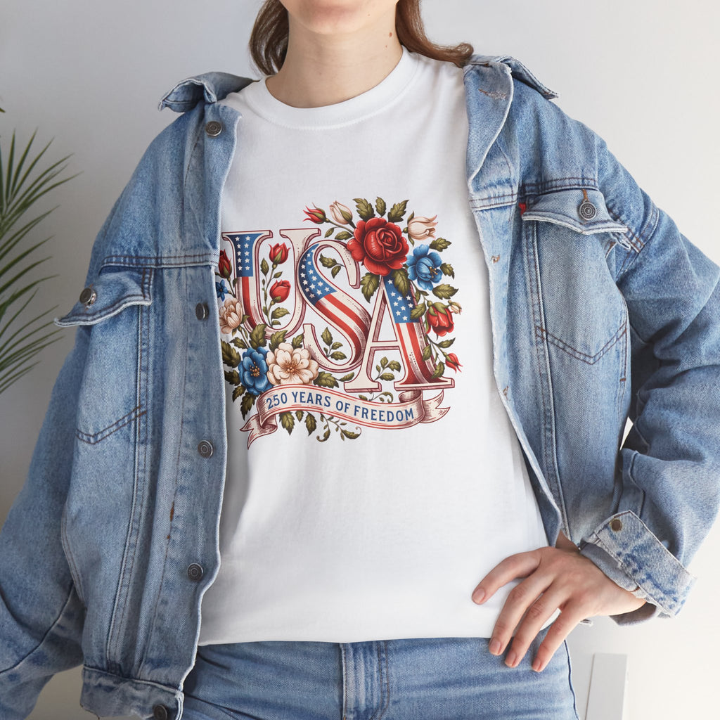 USA Floral 'Land of the Free' T-Shirt