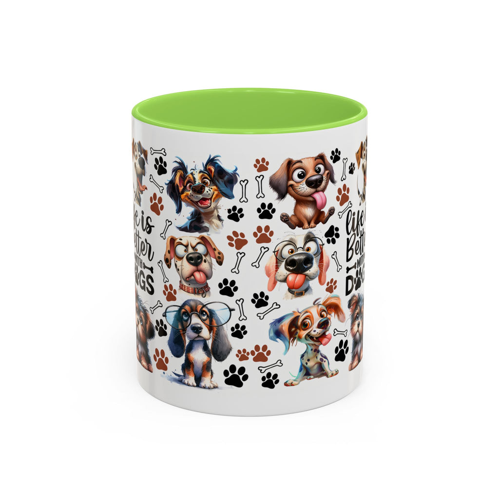 Dog Lover - "Life is Better with Dogs" Colourful Paw Print Ceramic Mug 11oz