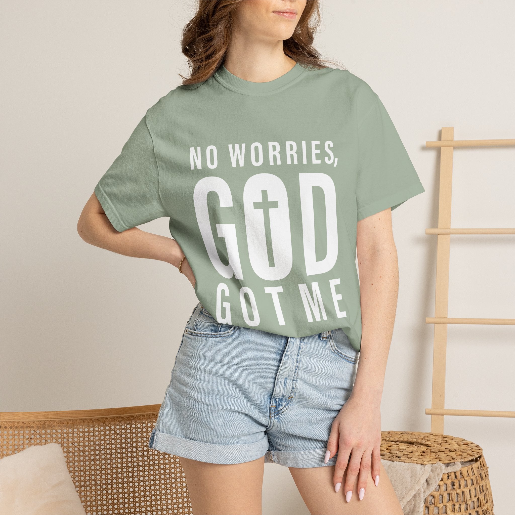 No Worries, God Got Me Unisex Garment-Dyed T-shirt