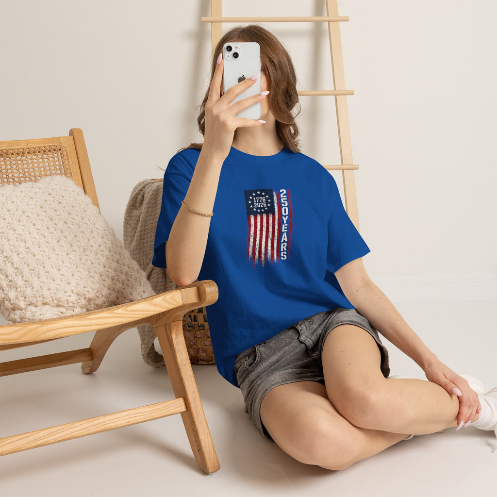 1776–2026 250 Years Flag T-Shirt — American Bicentennial Anniversary Tee