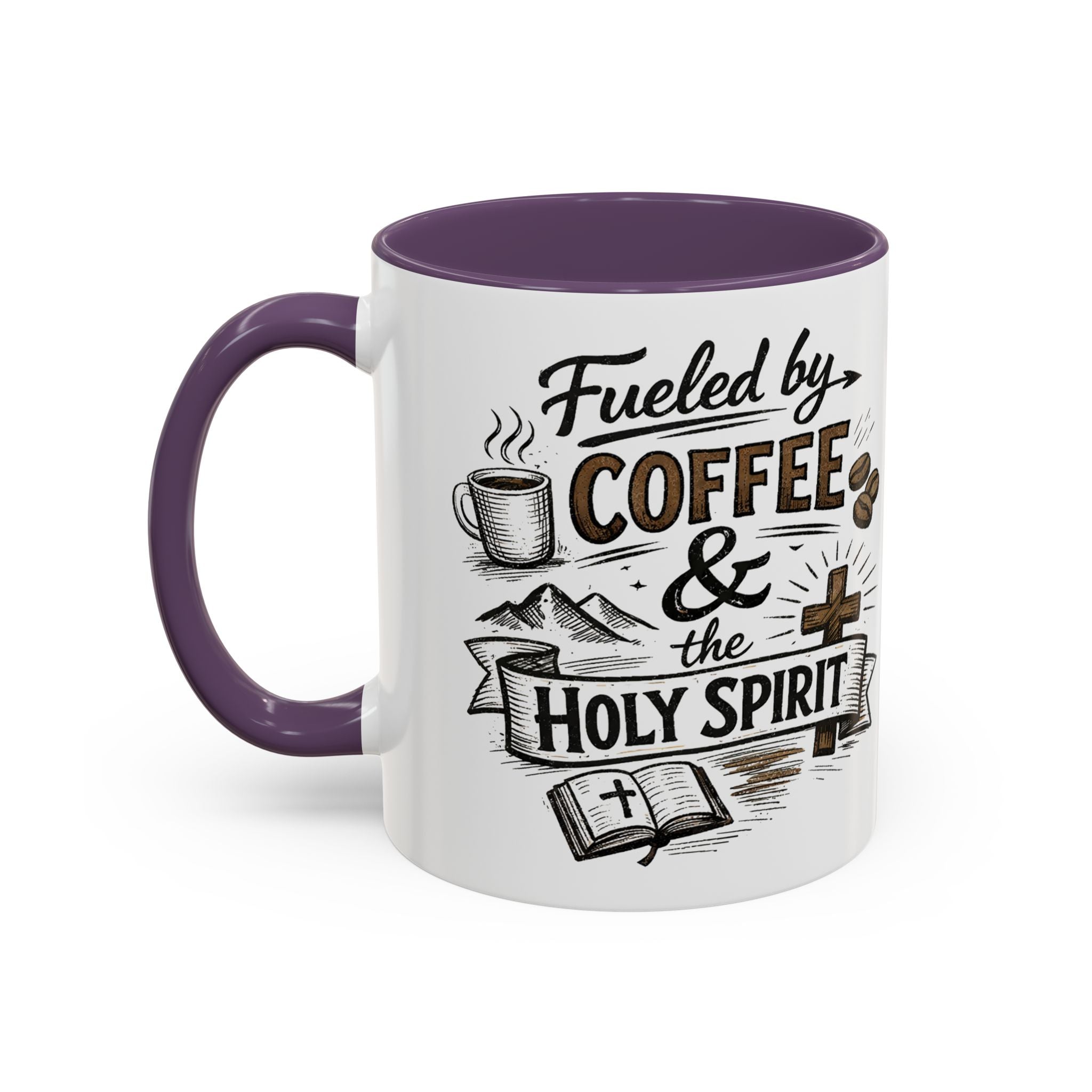 Fueled By Coffee And The Holy Spirit Accent Coffee Mug (11oz)