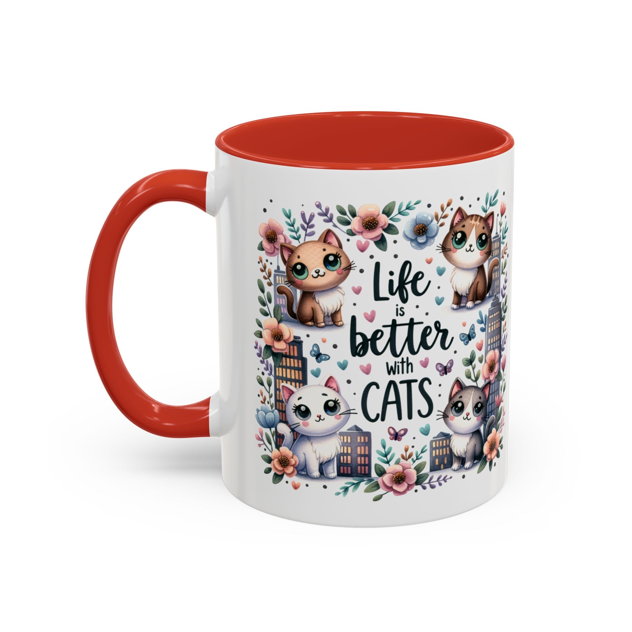Life Is Better With Cats Accent Coffee Mug 11oz