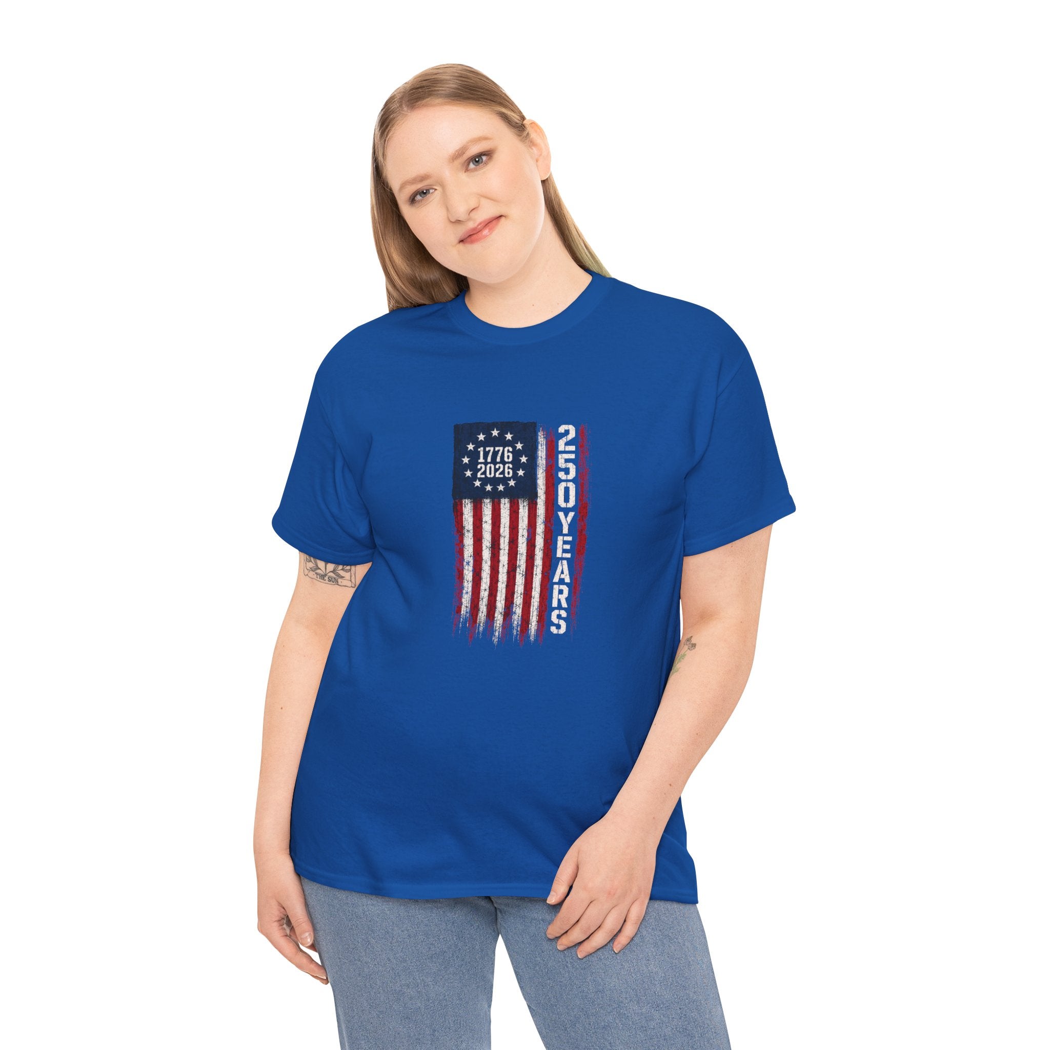 1776–2026 250 Years Flag T-Shirt — American Bicentennial Anniversary Tee