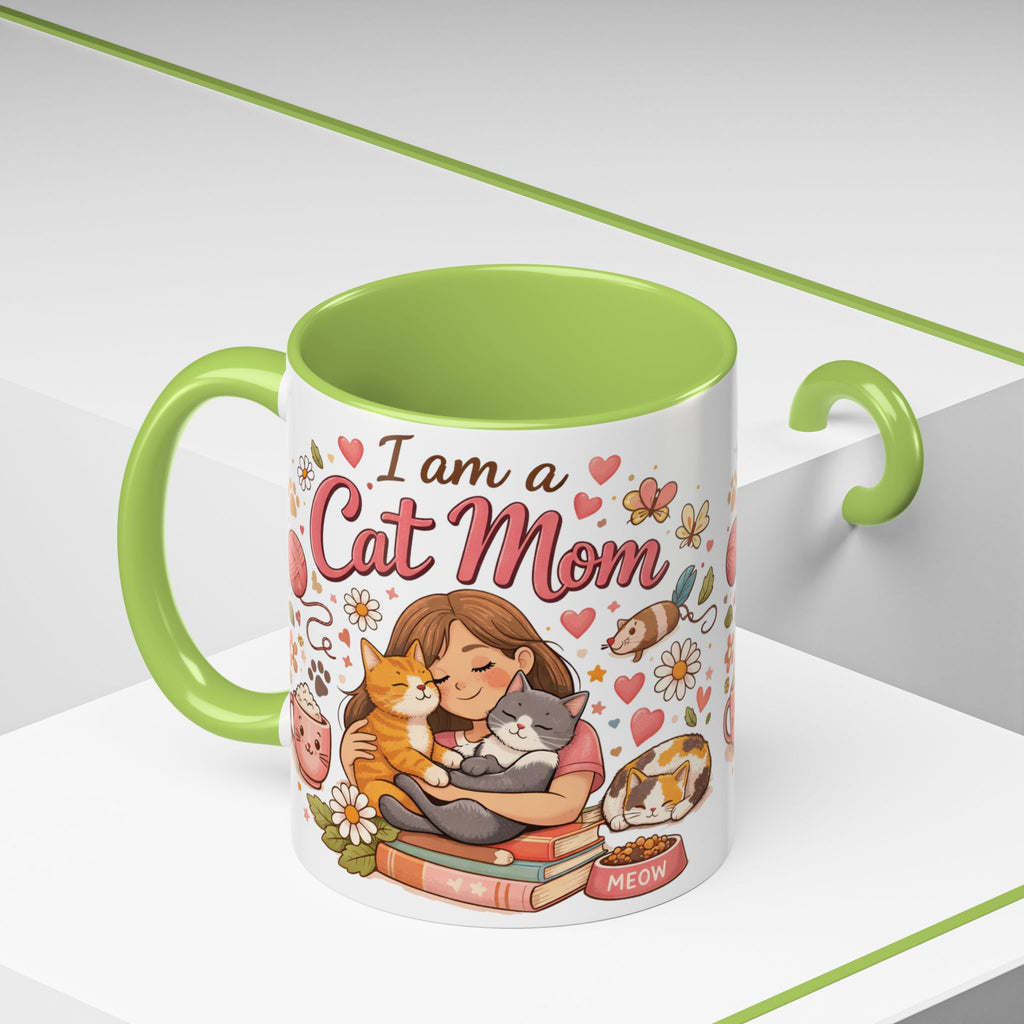 I Am a Cat Mom Accent Mug | Cute Cat Lover Coffee Cup