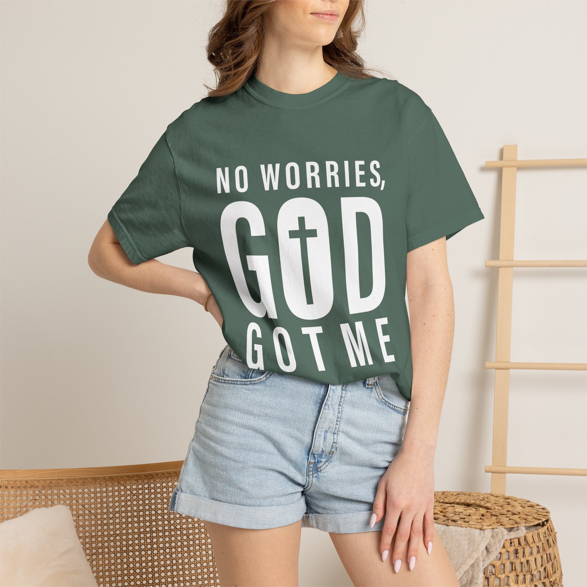 No Worries, God Got Me Unisex Garment-Dyed T-shirt