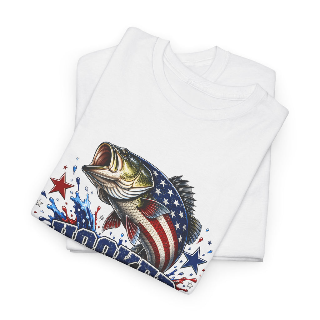 Hooked on Freedom Fishing T-Shirt — Patriotic Bass Graphic Tee