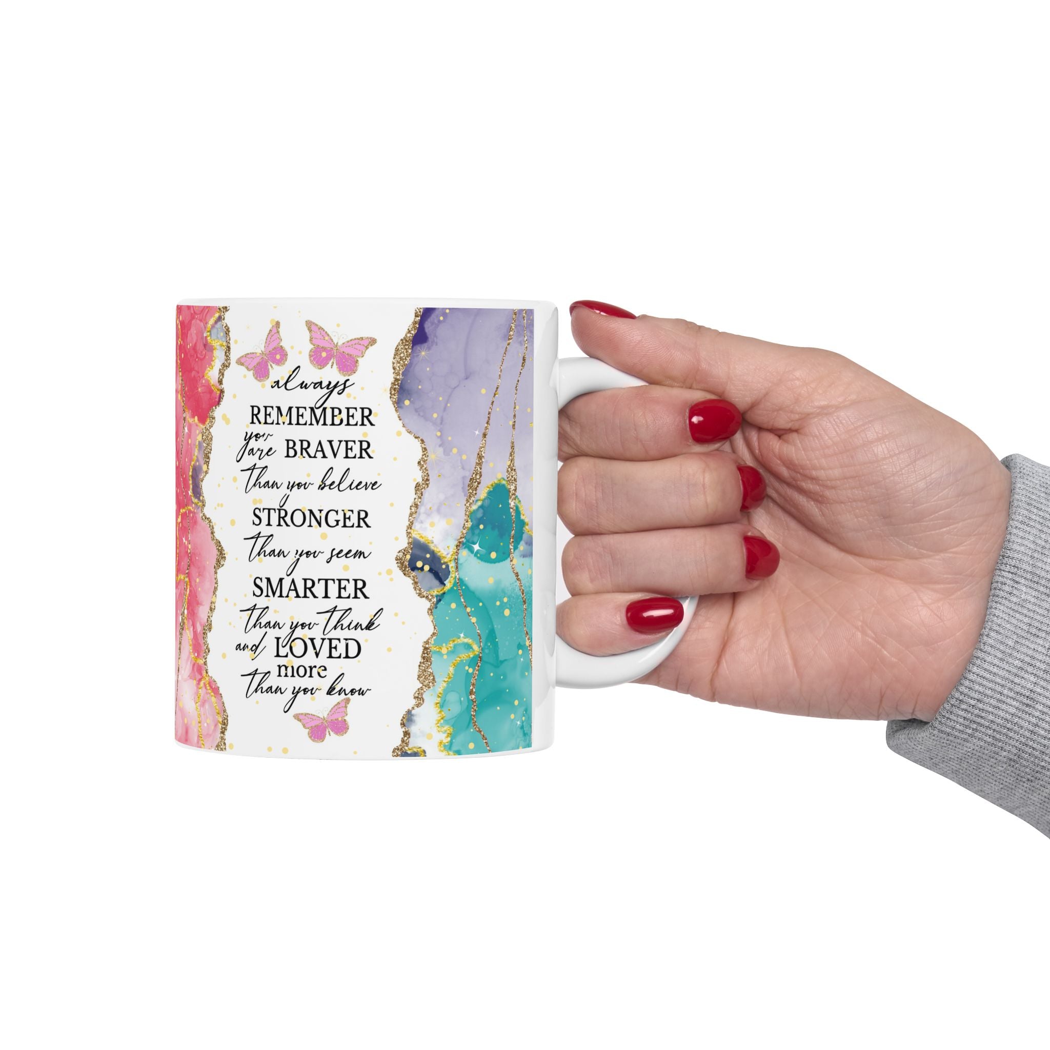 Inspirational Gold-Accented Abstract Art Ceramic Mug (11oz )