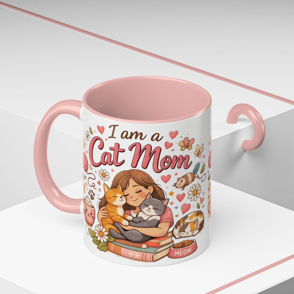 I Am a Cat Mom Accent Mug | Cute Cat Lover Coffee Cup
