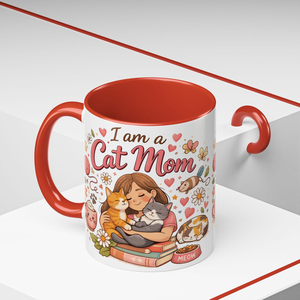 I Am a Cat Mom Accent Mug | Cute Cat Lover Coffee Cup