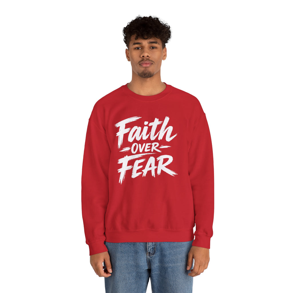 Faith Over Fear Sweatshirt | Inspirational Christian Typography Crewneck | Unisex sweatshirt