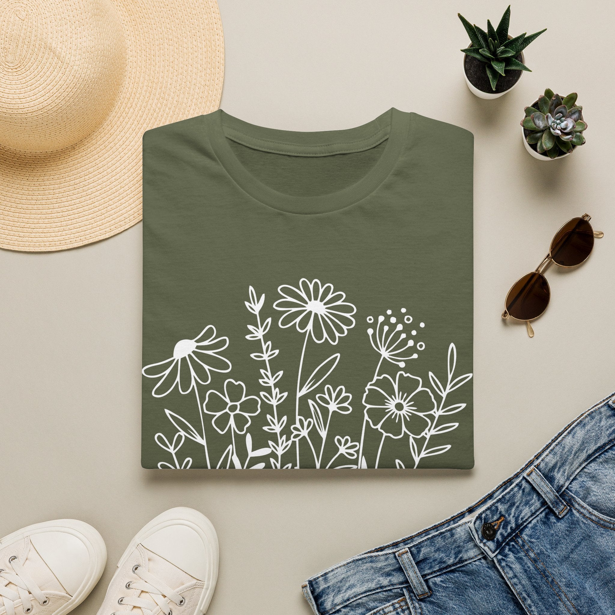 'Growing in Grace' Hand-Drawn Wildflower Tee