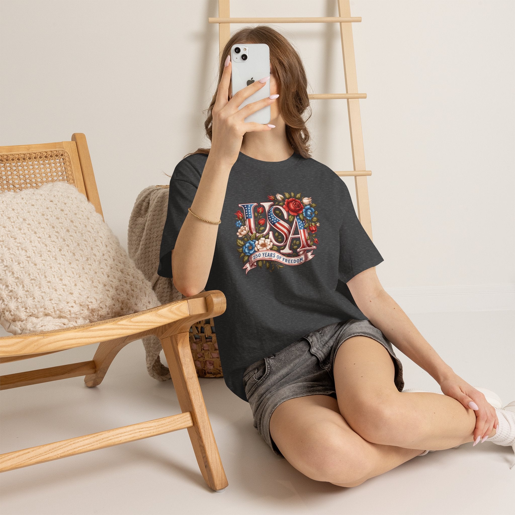 USA Floral 'Land of the Free' T-Shirt