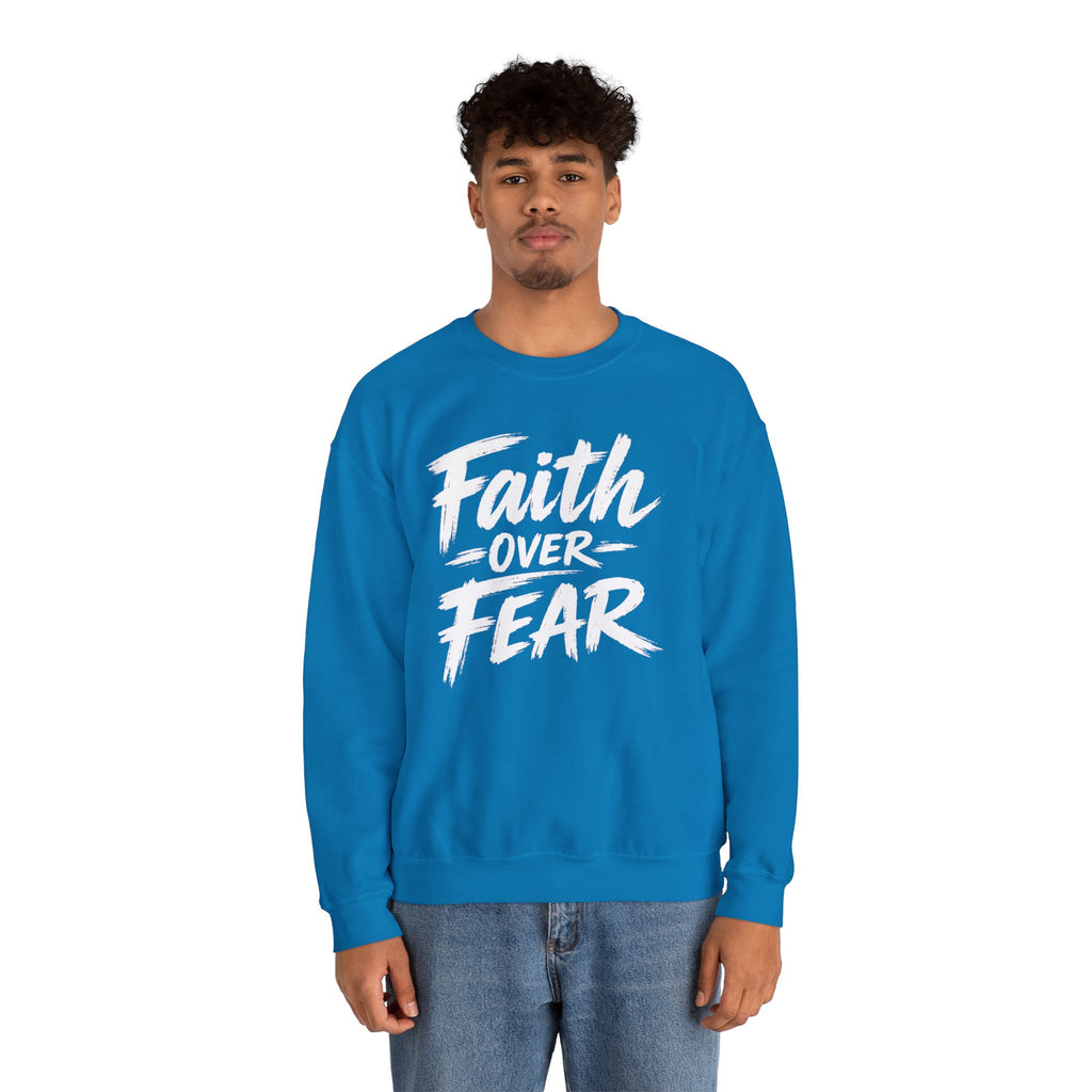 Faith Over Fear Sweatshirt | Inspirational Christian Typography Crewneck | Unisex sweatshirt