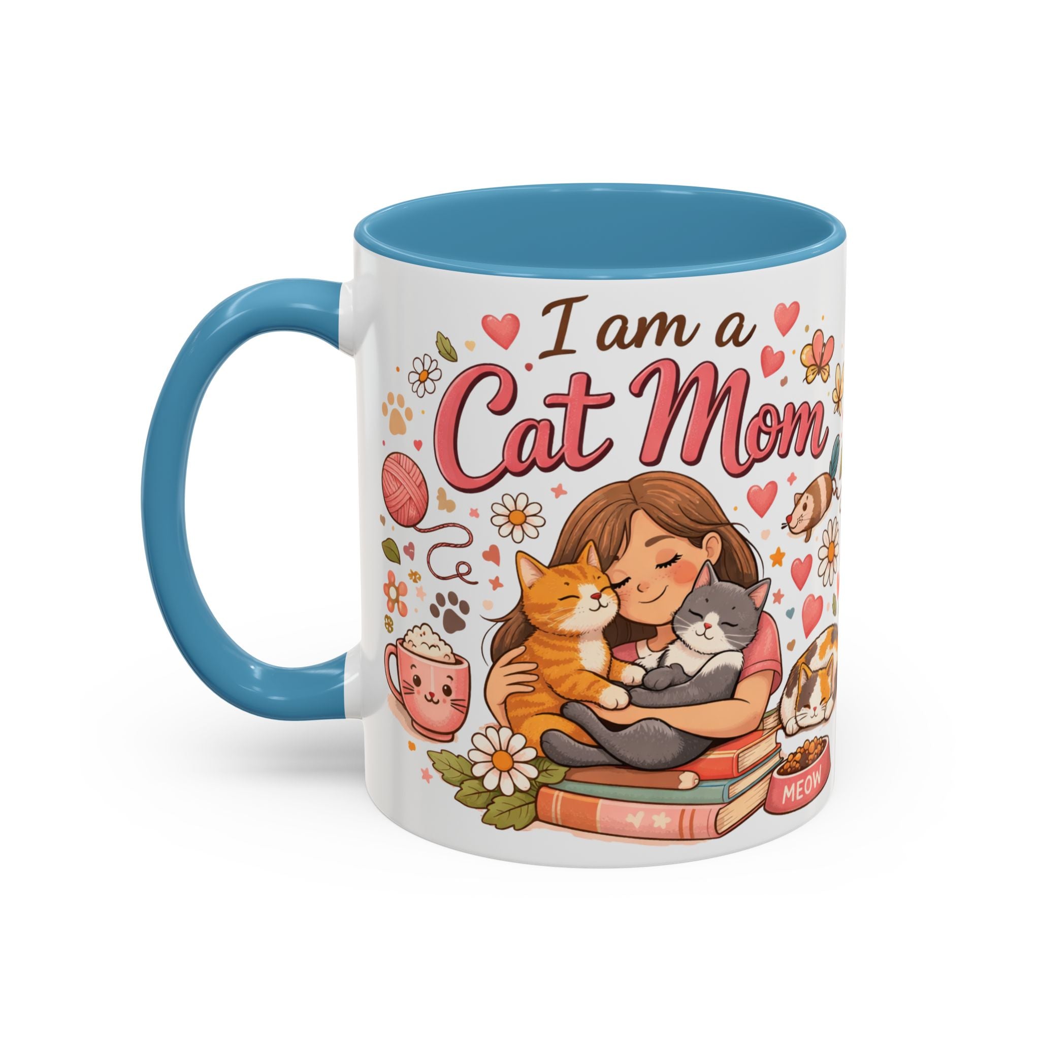 I Am a Cat Mom Accent Mug | Cute Cat Lover Coffee Cup
