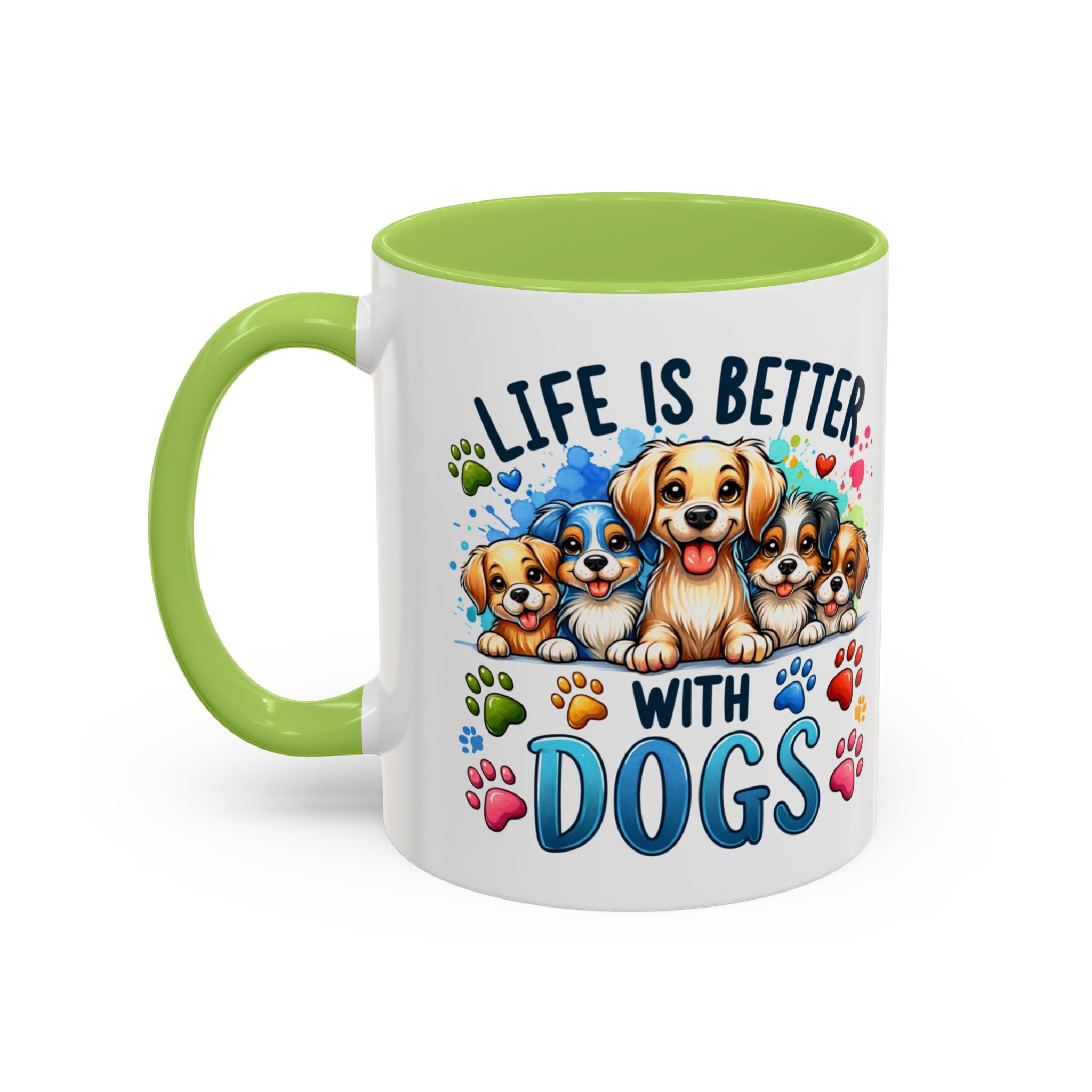 "Life Is Better With Dogs" Accent Dog Lover Mug (11 oz)