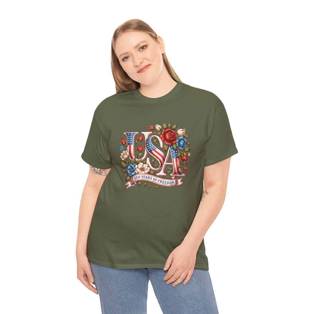 USA Floral 'Land of the Free' T-Shirt