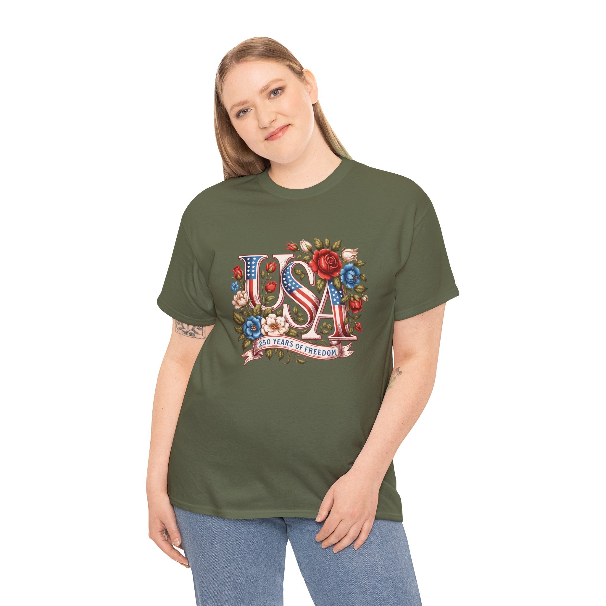 USA Floral 'Land of the Free' T-Shirt