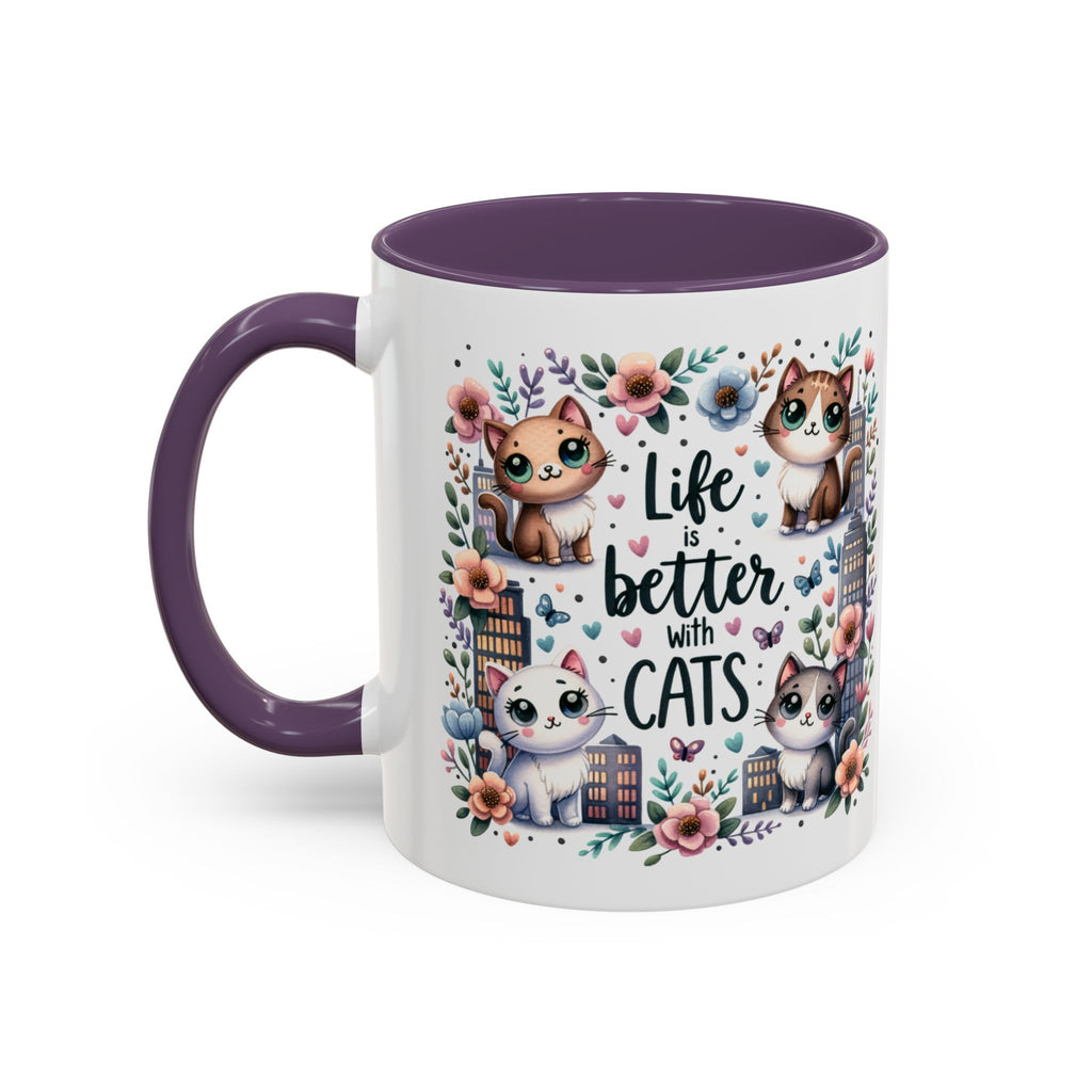 Life Is Better With Cats Accent Coffee Mug 11oz