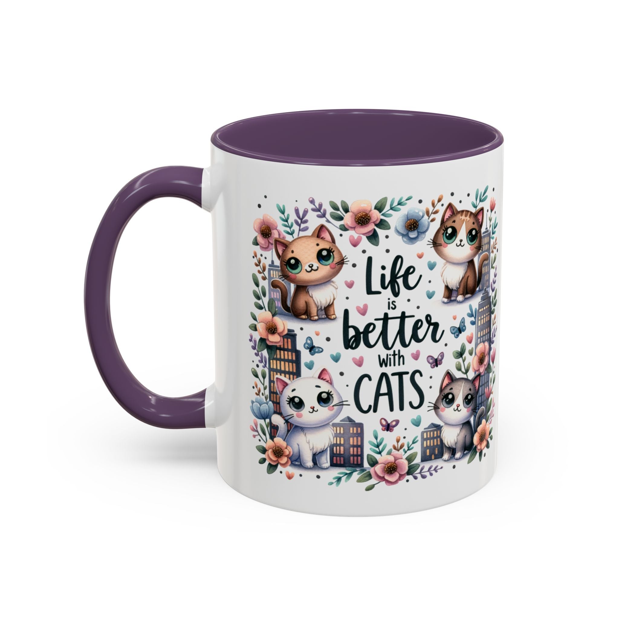Life Is Better With Cats Accent Coffee Mug 11oz