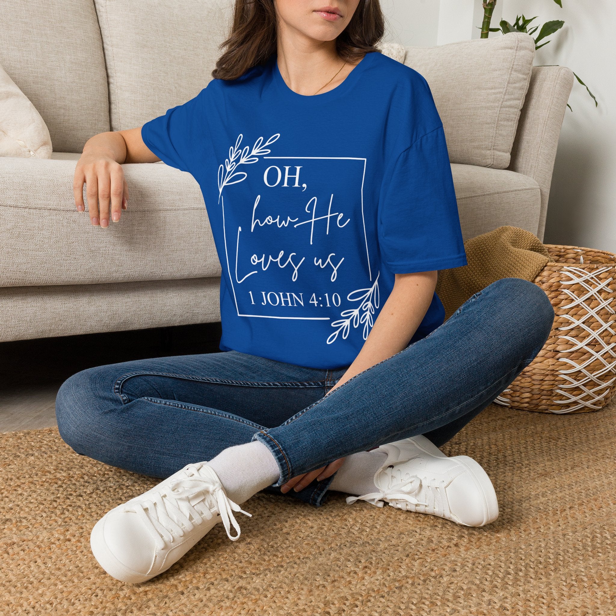 Oh How He Loves Us T-Shirt | 1 John 4:10 | Unisex Softstyle Christian T-shirt