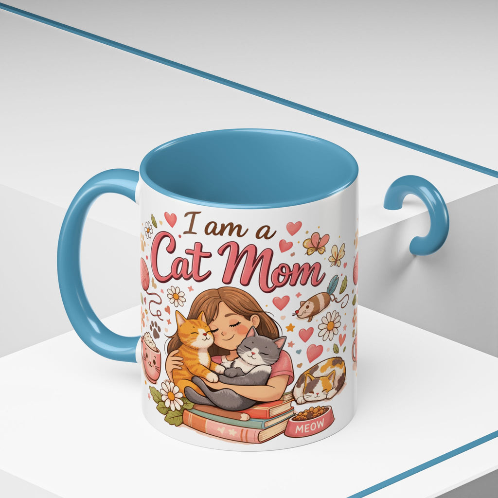 I Am a Cat Mom Accent Mug | Cute Cat Lover Coffee Cup