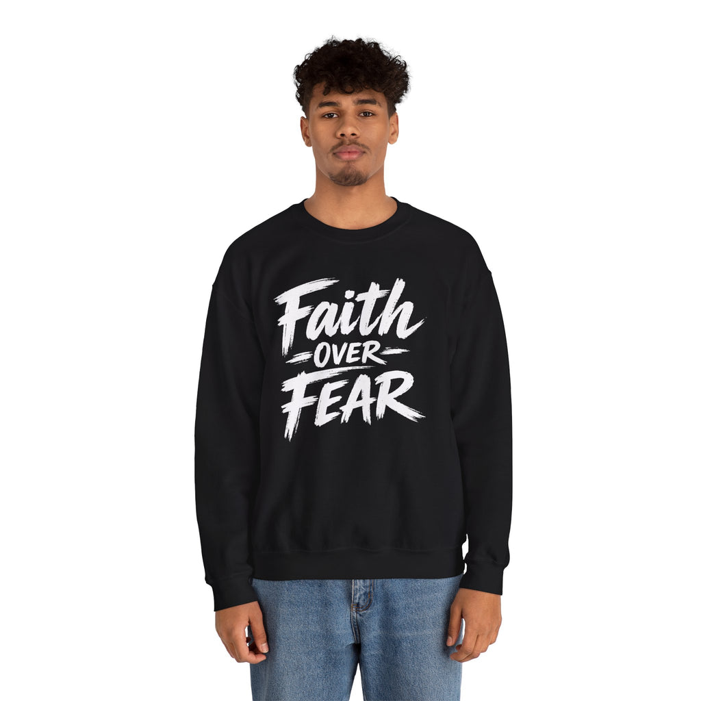 Faith Over Fear Sweatshirt | Inspirational Christian Typography Crewneck | Unisex sweatshirt
