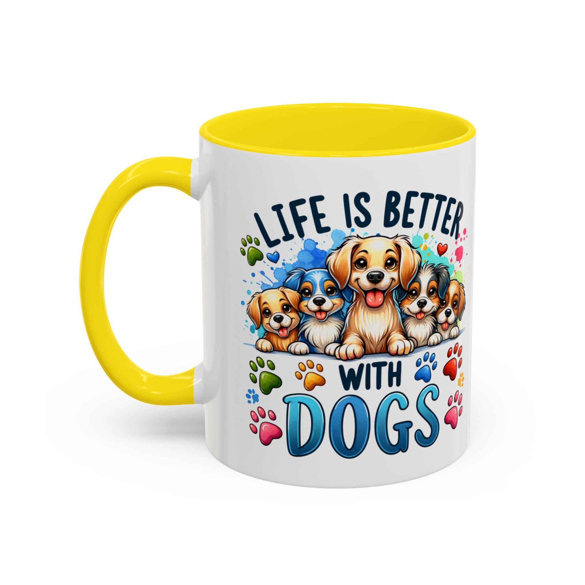 "Life Is Better With Dogs" Accent Dog Lover Mug (11 oz)