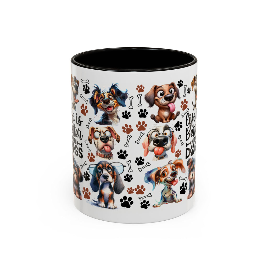 Dog Lover - "Life is Better with Dogs" Colourful Paw Print Ceramic Mug 11oz