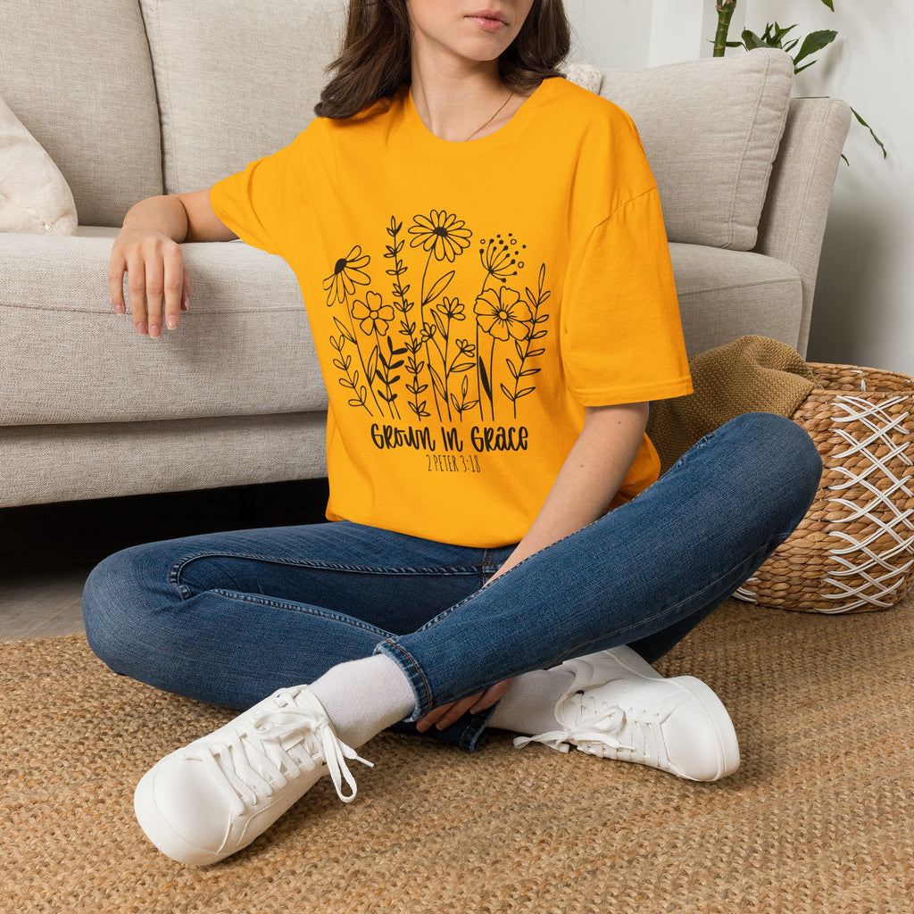 'Growing in Grace' Hand-Drawn Wildflower Tee