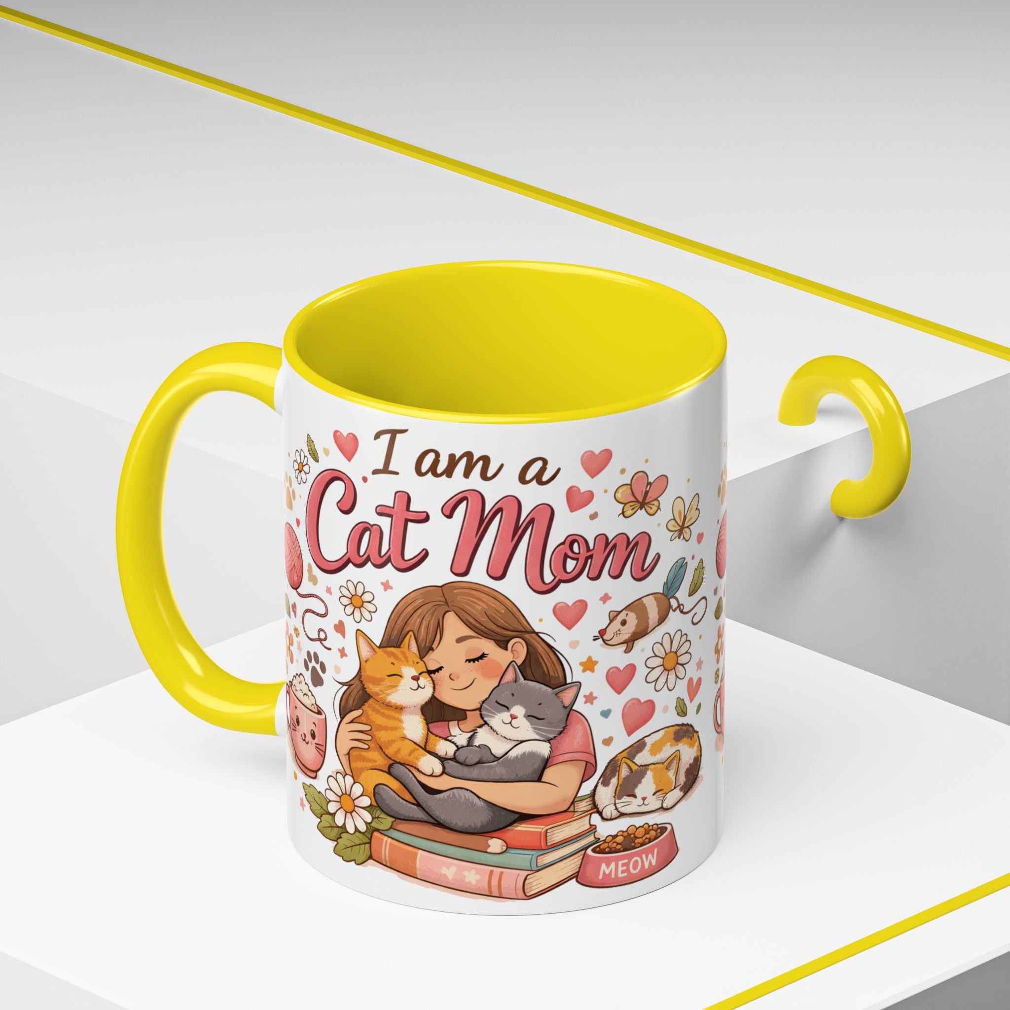I Am a Cat Mom Accent Mug | Cute Cat Lover Coffee Cup