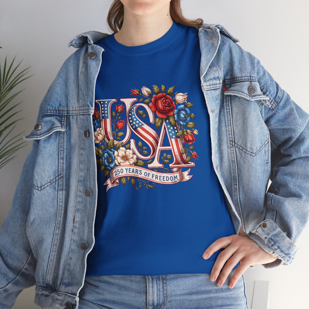 USA Floral 'Land of the Free' T-Shirt