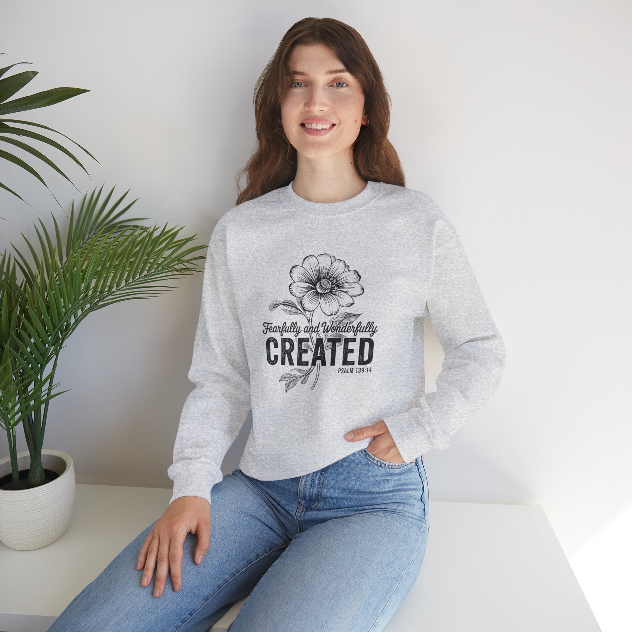 Fearfully and Wonderfully Created Psalm 139:14 Crewneck Sweatshirt