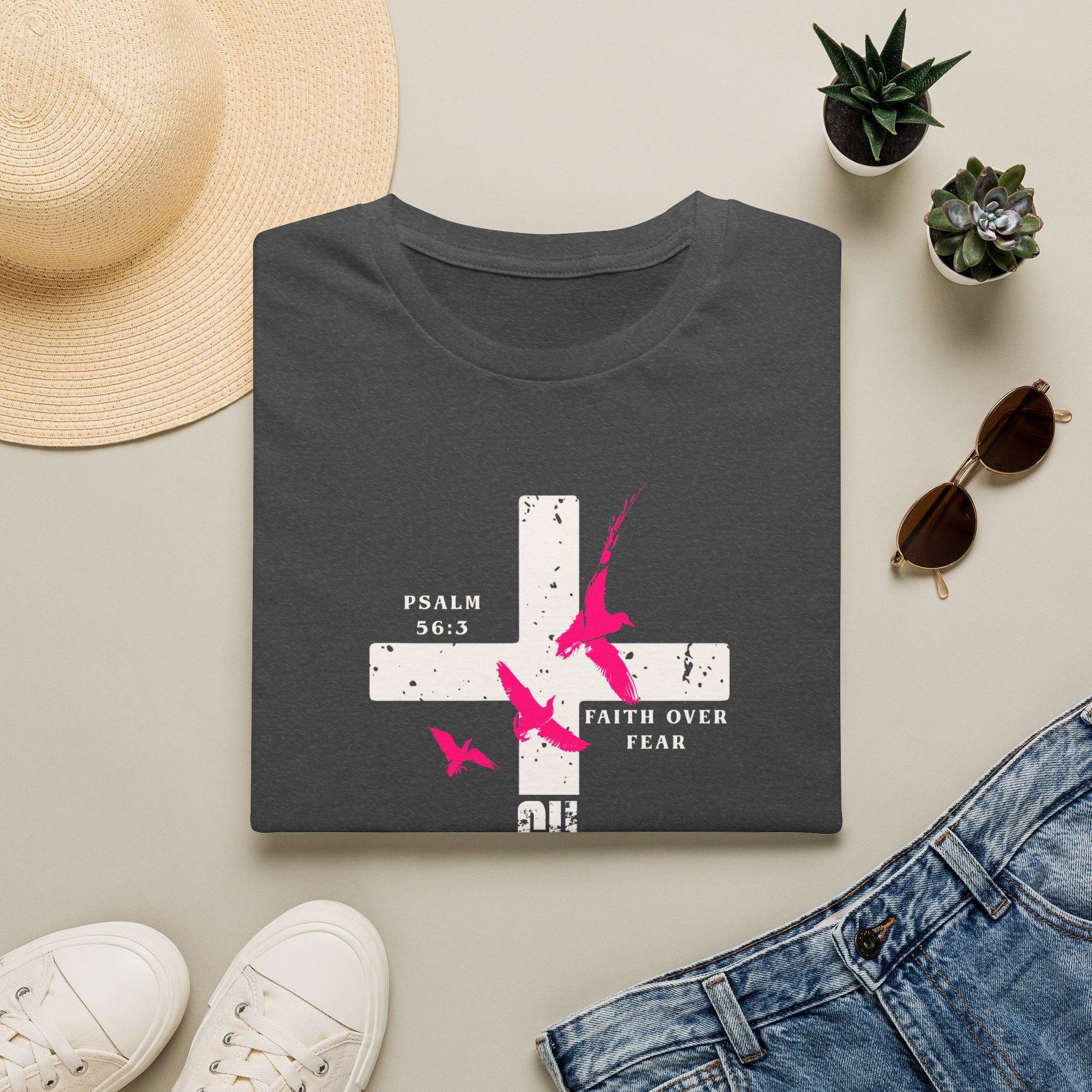 Faith Over Fear Cross T‑Shirt - Psalm 56:3